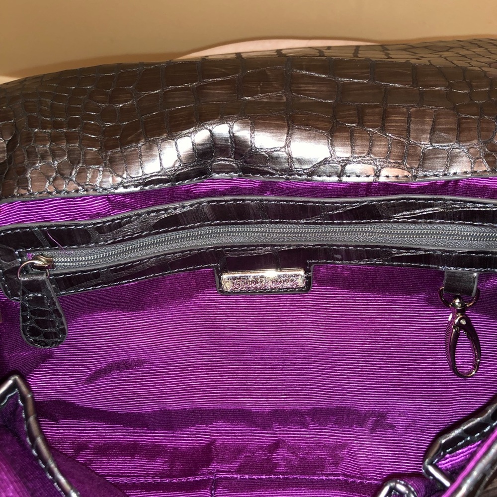 Isabella Fiore Silver Beaded Snakeskin Print Leather Bag/Clutch - Picture 6 of 8